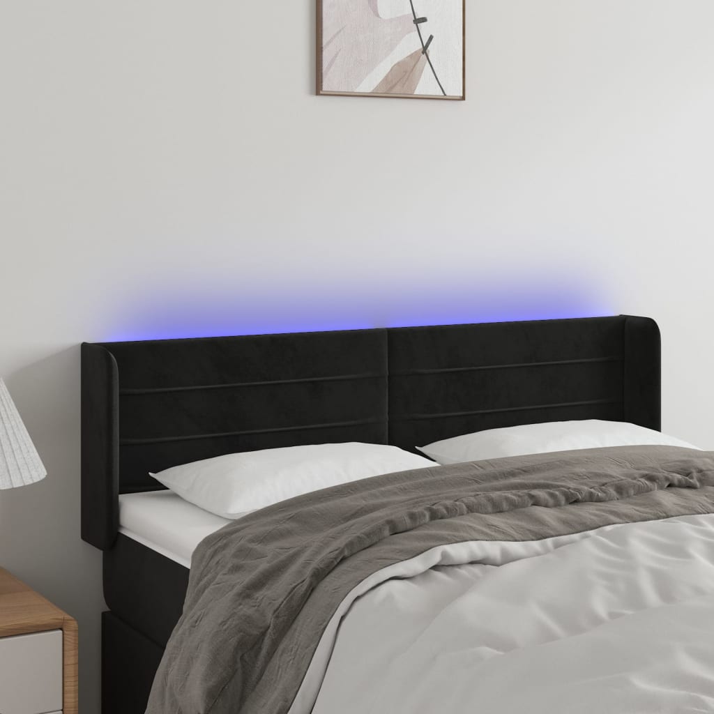 JUNG Vida LED Kopfteil Schwarz 147x16x78/88 cm Samt