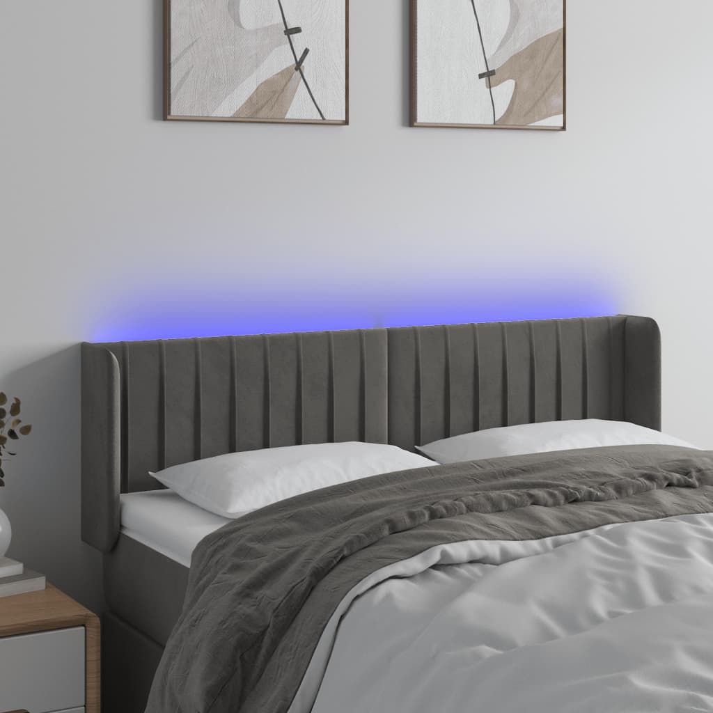 JUNG Vida LED Kopfteil Dunkelgrau 147x16x78/88 cm Samt