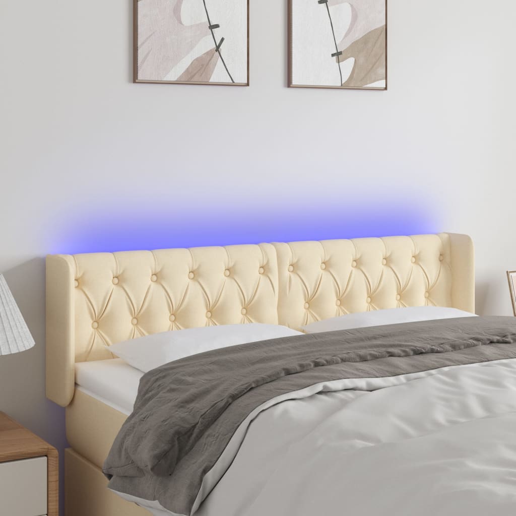 JUNG Vida LED Kopfteil Creme 163x16x78/88 cm Stoff