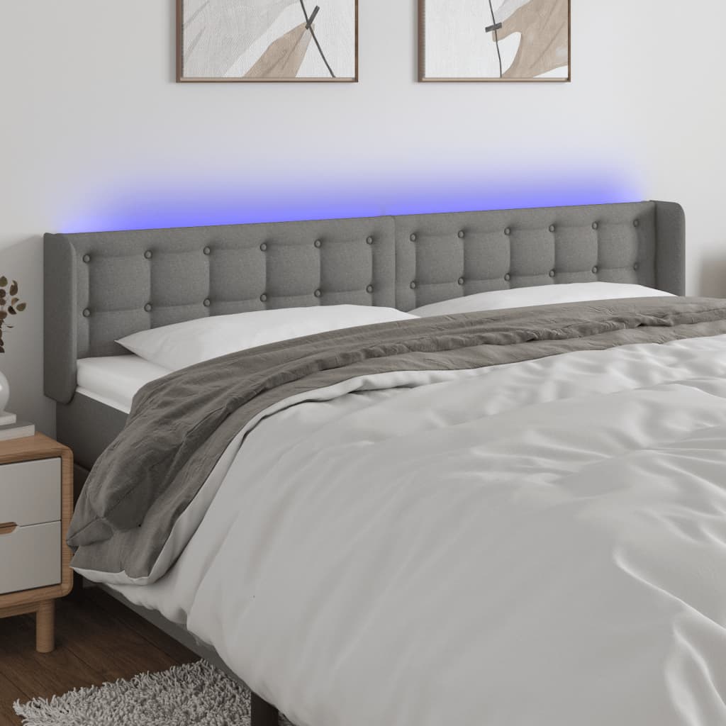 JUNG Vida LED Kopfteil Dunkelgrau 163x16x78/88 cm Stoff