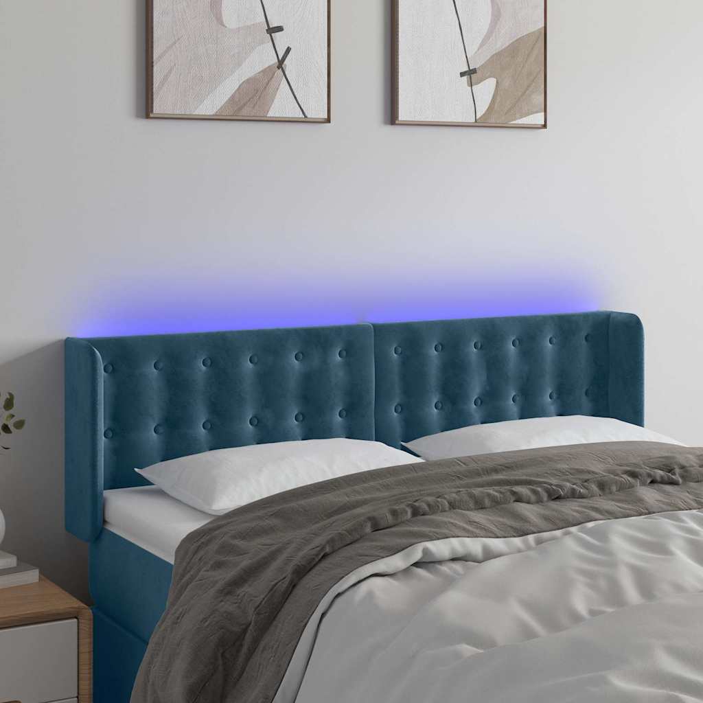 JUNG Vida LED Kopfteil Dunkelblau 147x16x78/88 cm Samt