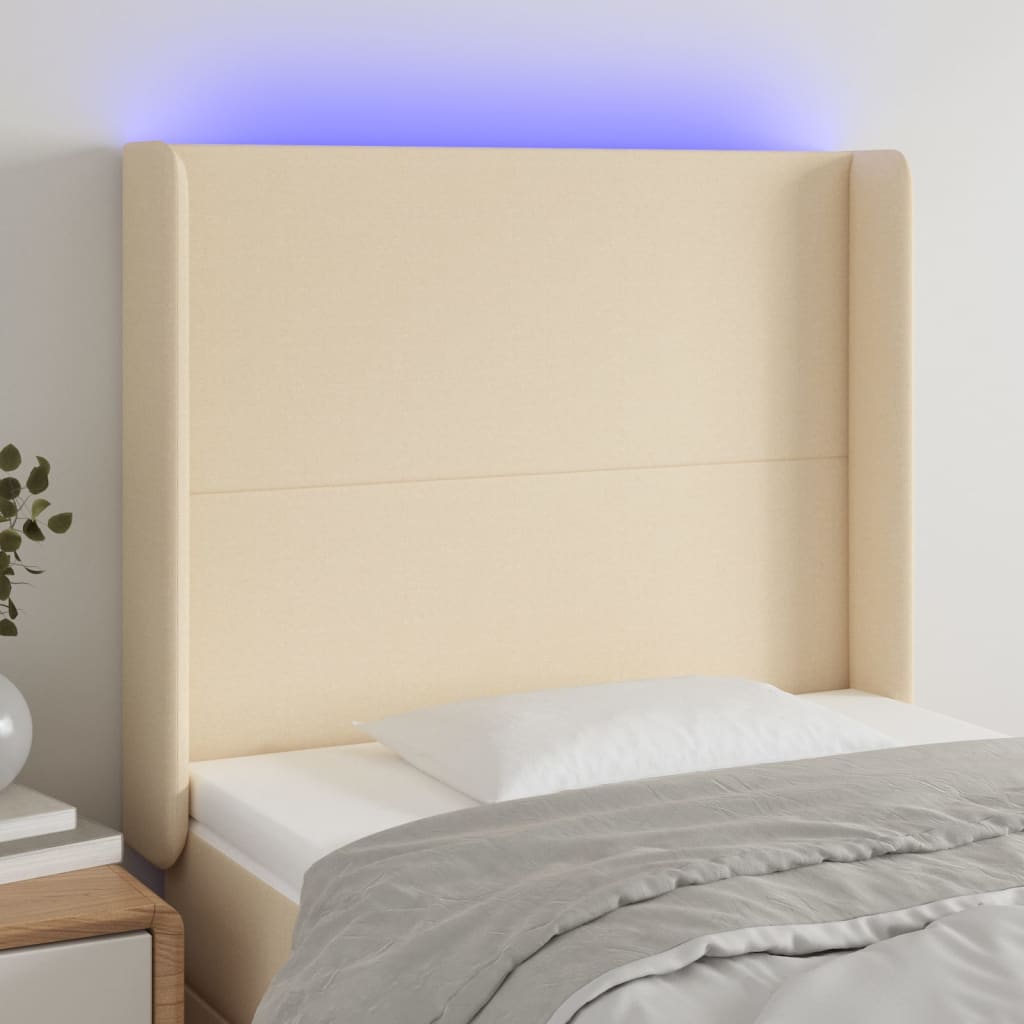 JUNG Vida LED Kopfteil Creme 83x16x118/128 cm Stoff