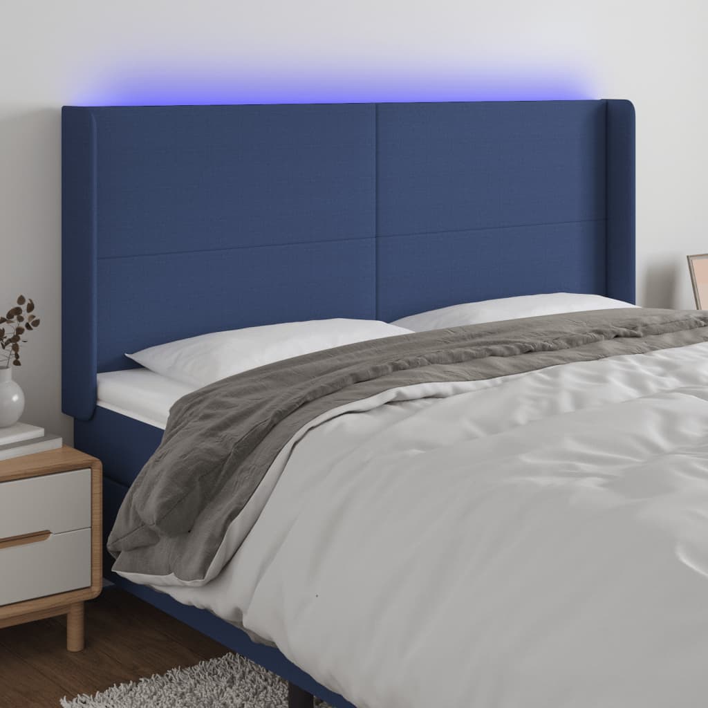 JUNG Vida LED Kopfteil Blau 183x16x118/128 cm Stoff