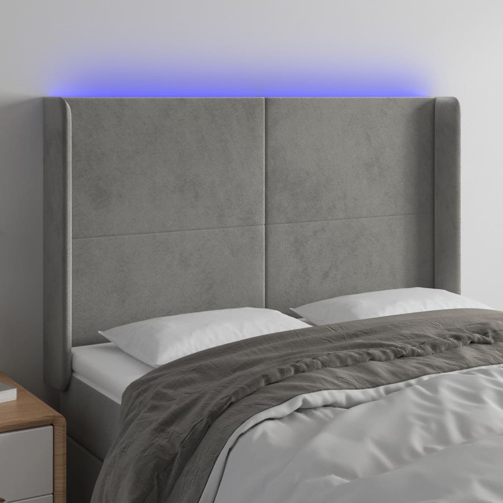 JUNG Vida LED Kopfteil Hellgrau 147x16x118/128 cm Samt