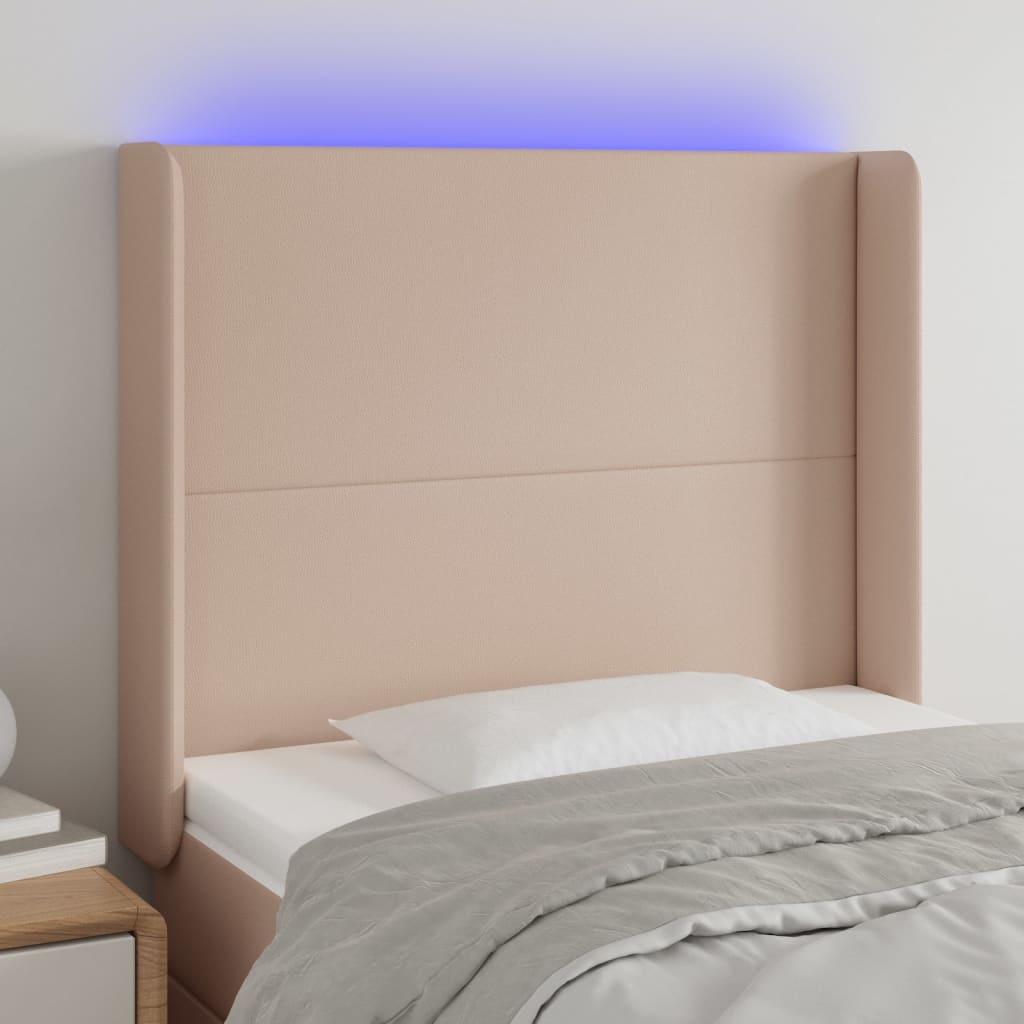 JUNG Vida LED Kopfteil Cappuccino-Braun 93x16x118/128 cm Kunstleder