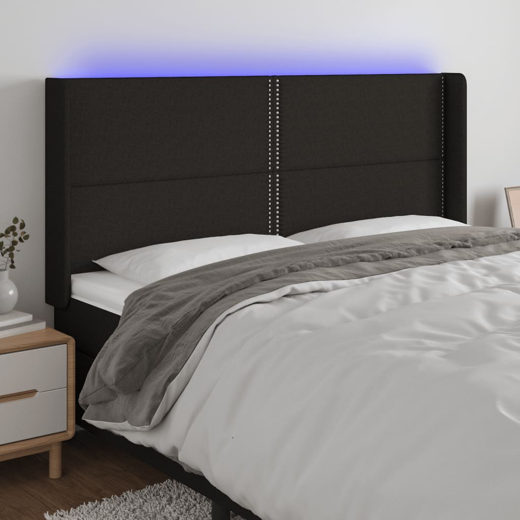 JUNG Vida LED Kopfteil Schwarz 163x16x118/128 cm Stoff