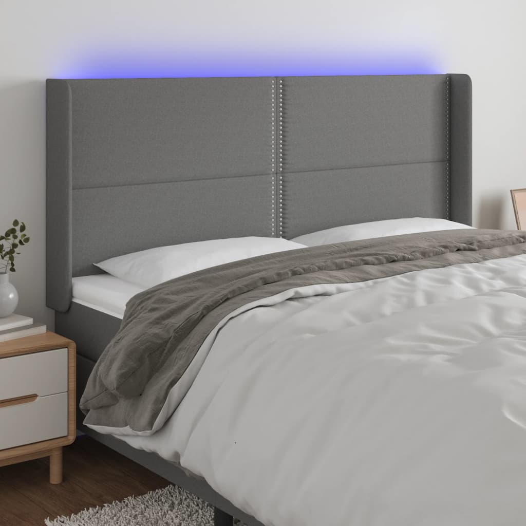 JUNG Vida LED Kopfteil Dunkelgrau 183x16x118/128 cm Stoff