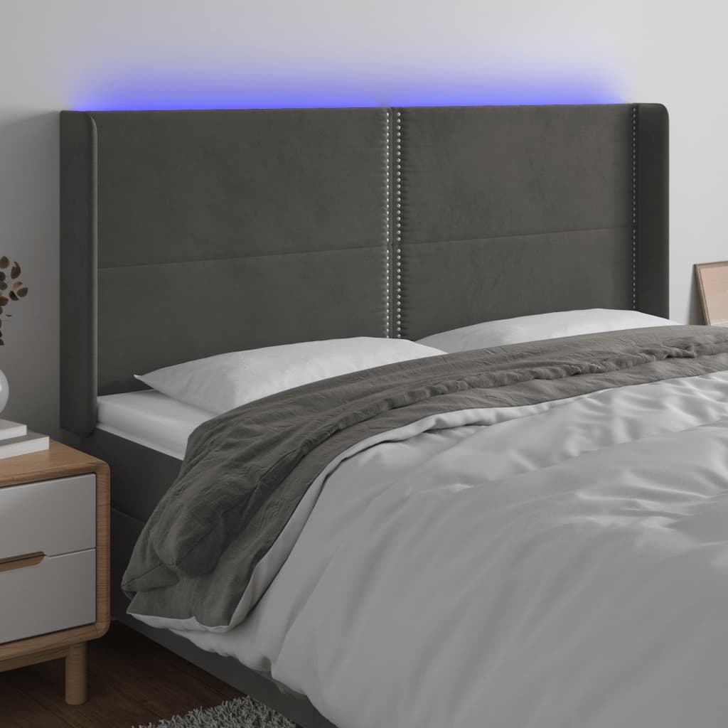 JUNG Vida LED Kopfteil Dunkelgrau 183x16x118/128 cm Samt