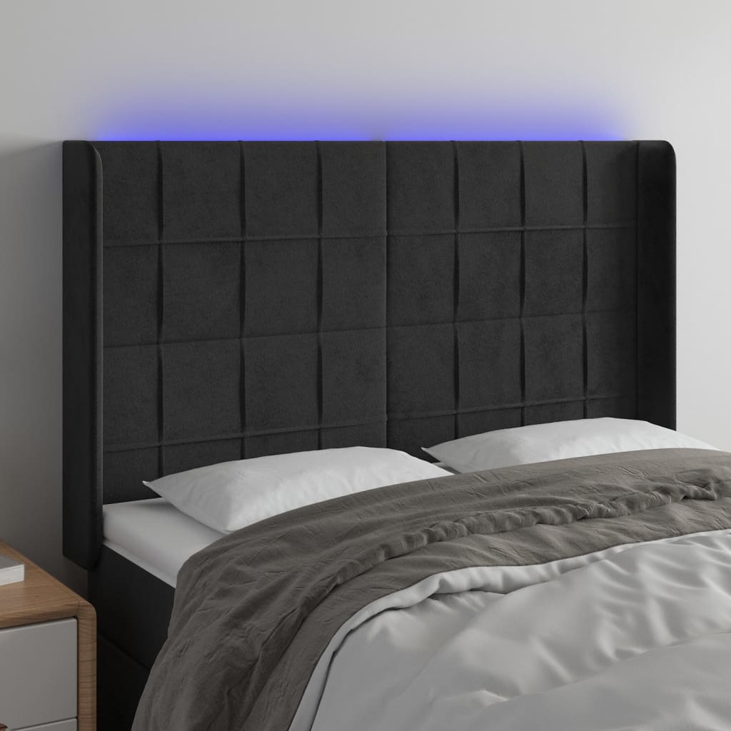 JUNG Vida LED Kopfteil Schwarz 147x16x118/128 cm Samt