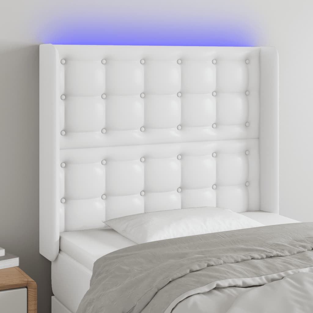 JUNG Vida LED Kopfteil Weiß 83x16x118/128 cm Kunstleder