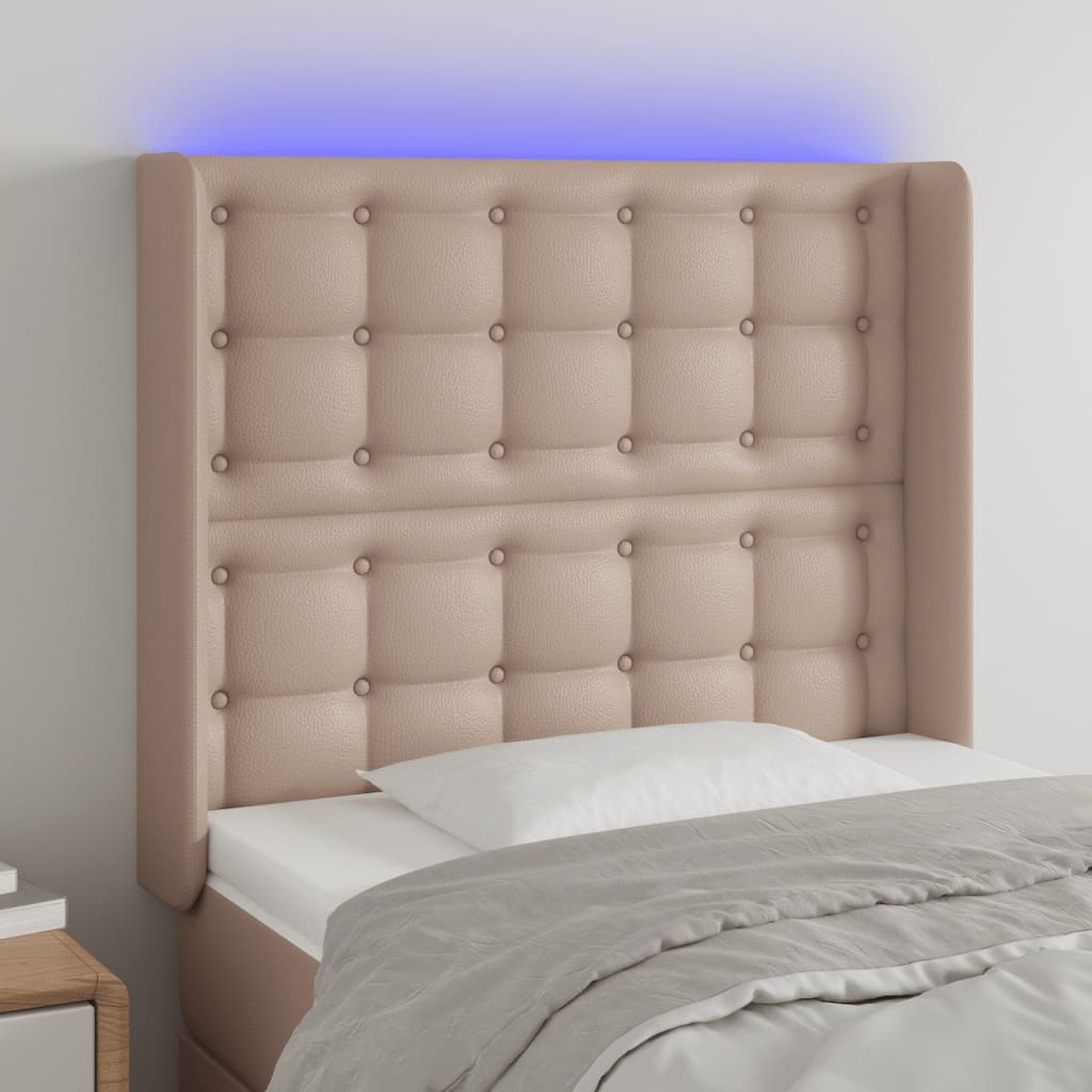 JUNG Vida LED Kopfteil Cappuccino-Braun 103x16x118/128cm Kunstleder