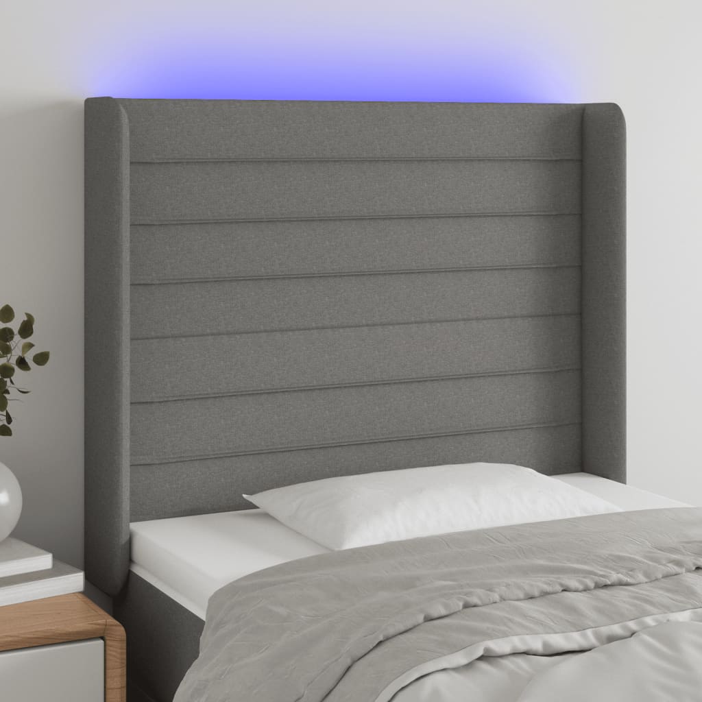 JUNG Vida LED Kopfteil Dunkelgrau 103x16x118/128 cm Stoff