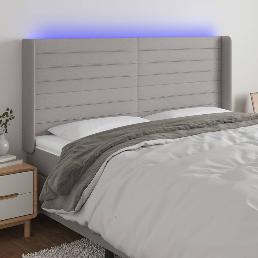 JUNG Vida LED Kopfteil Hellgrau 163x16x118/128 cm Stoff