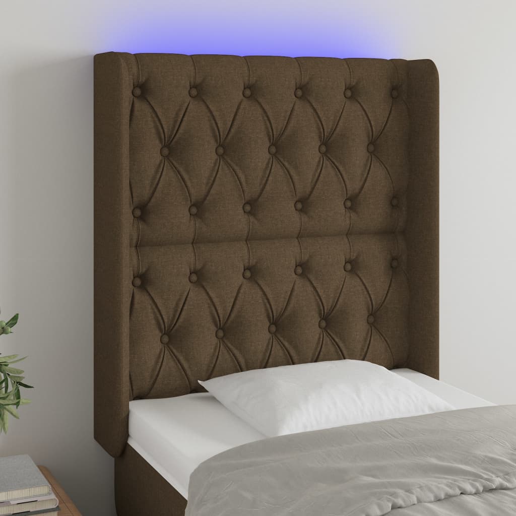 JUNG Vida LED Kopfteil Dunkelbraun 83x16x118/128 cm Stoff