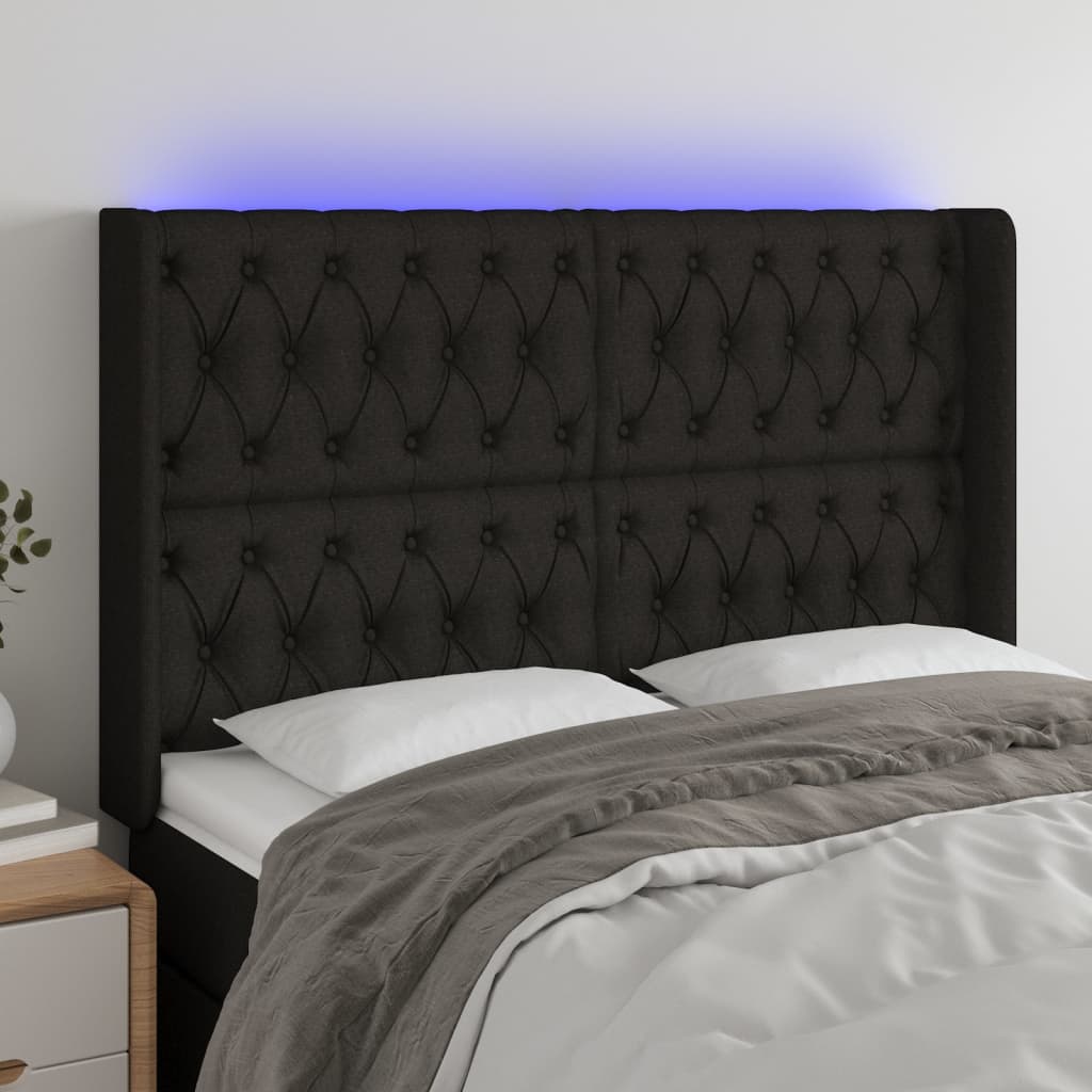 JUNG Vida LED Kopfteil Schwarz 147x16x118/128 cm Stoff