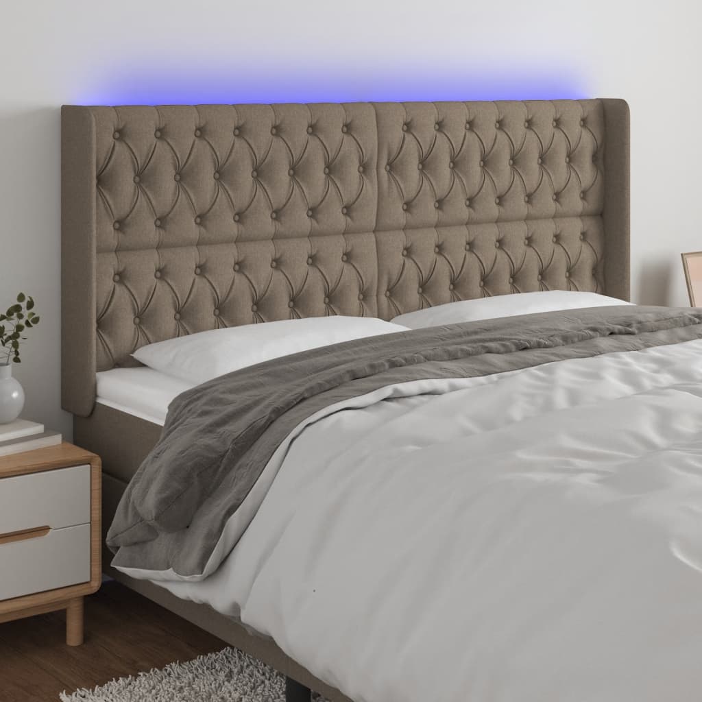 JUNG Vida LED Kopfteil Taupe 183x16x118/128 cm Stoff