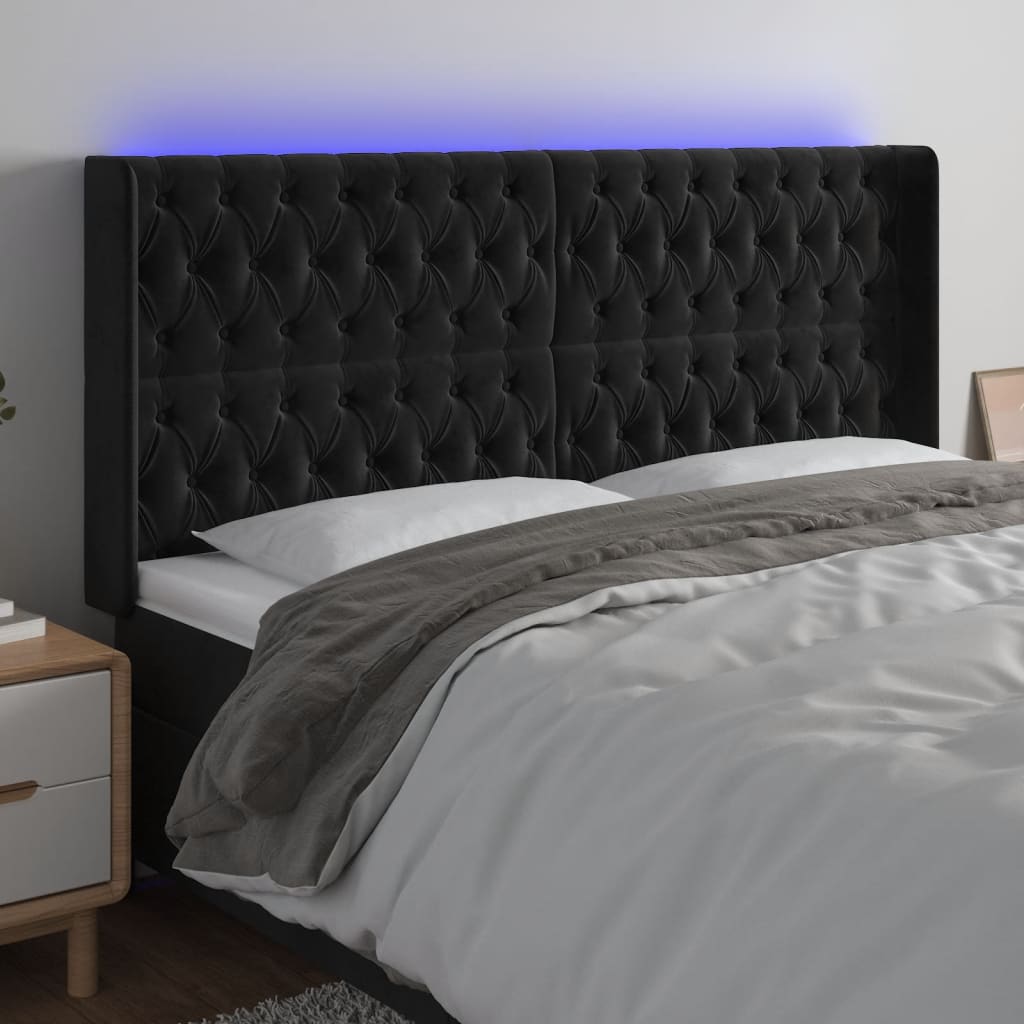 JUNG Vida LED Kopfteil Schwarz 203x16x118/128 cm Samt
