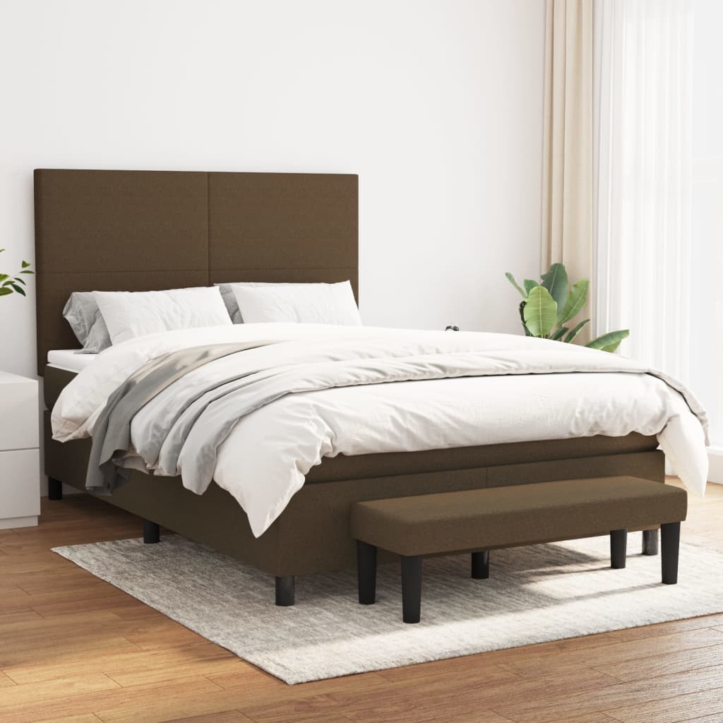 JUNG Vida Boxspringbett mit Matratze Dunkelbraun 140x200 cm Stoff