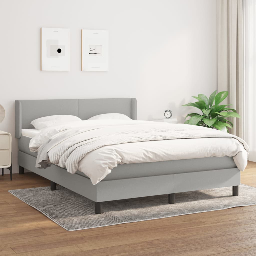 JUNG Vida Boxspringbett mit Matratze Hellgrau 140x200 cm Stoff
