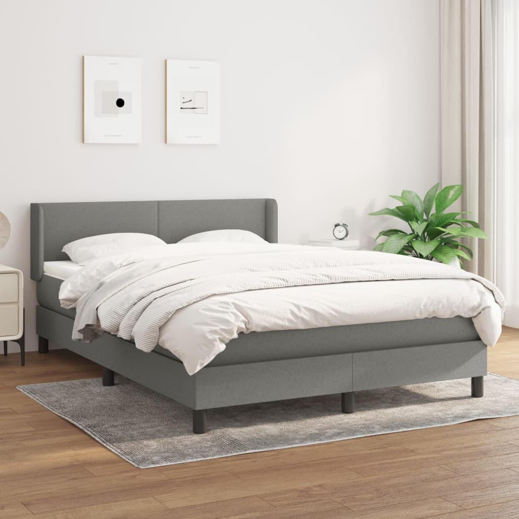 JUNG Vida Boxspringbett mit Matratze Dunkelgrau 140x200 cm Stoff