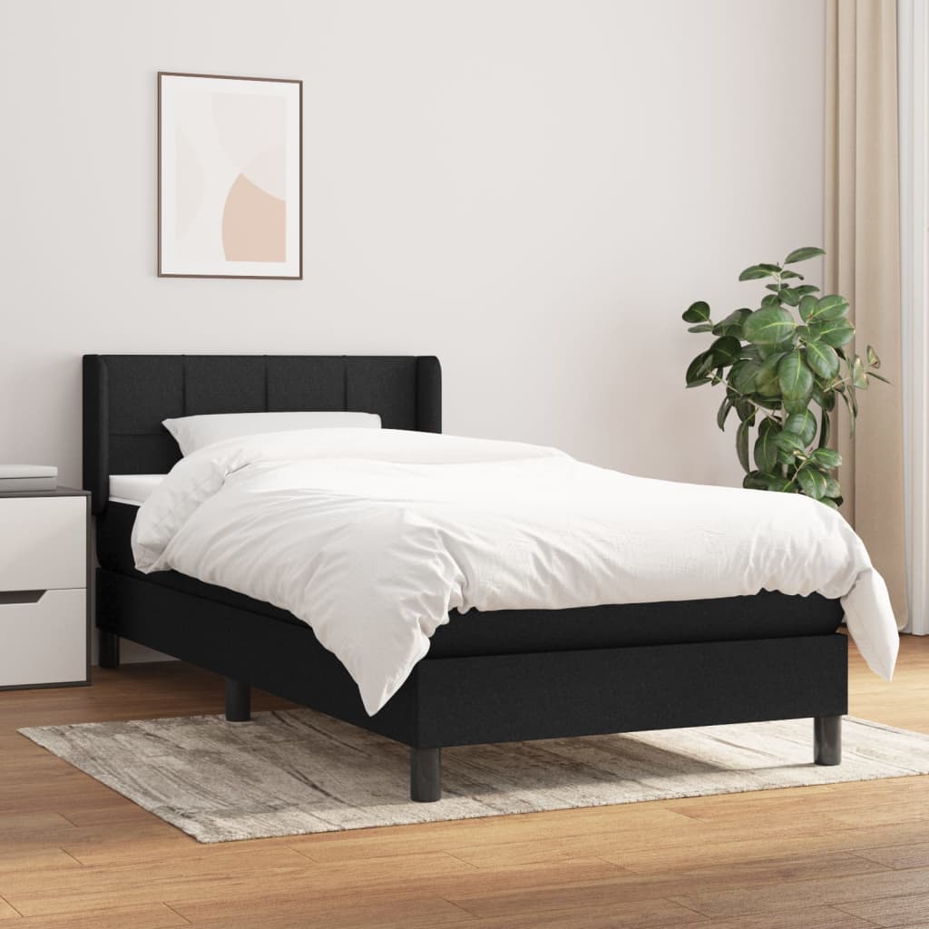 JUNG Vida Boxspringbett mit Matratze Schwarz 90x200 cm Stoff