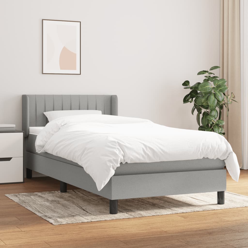 JUNG Vida Boxspringbett mit Matratze Hellgrau 90x190 cm Stoff