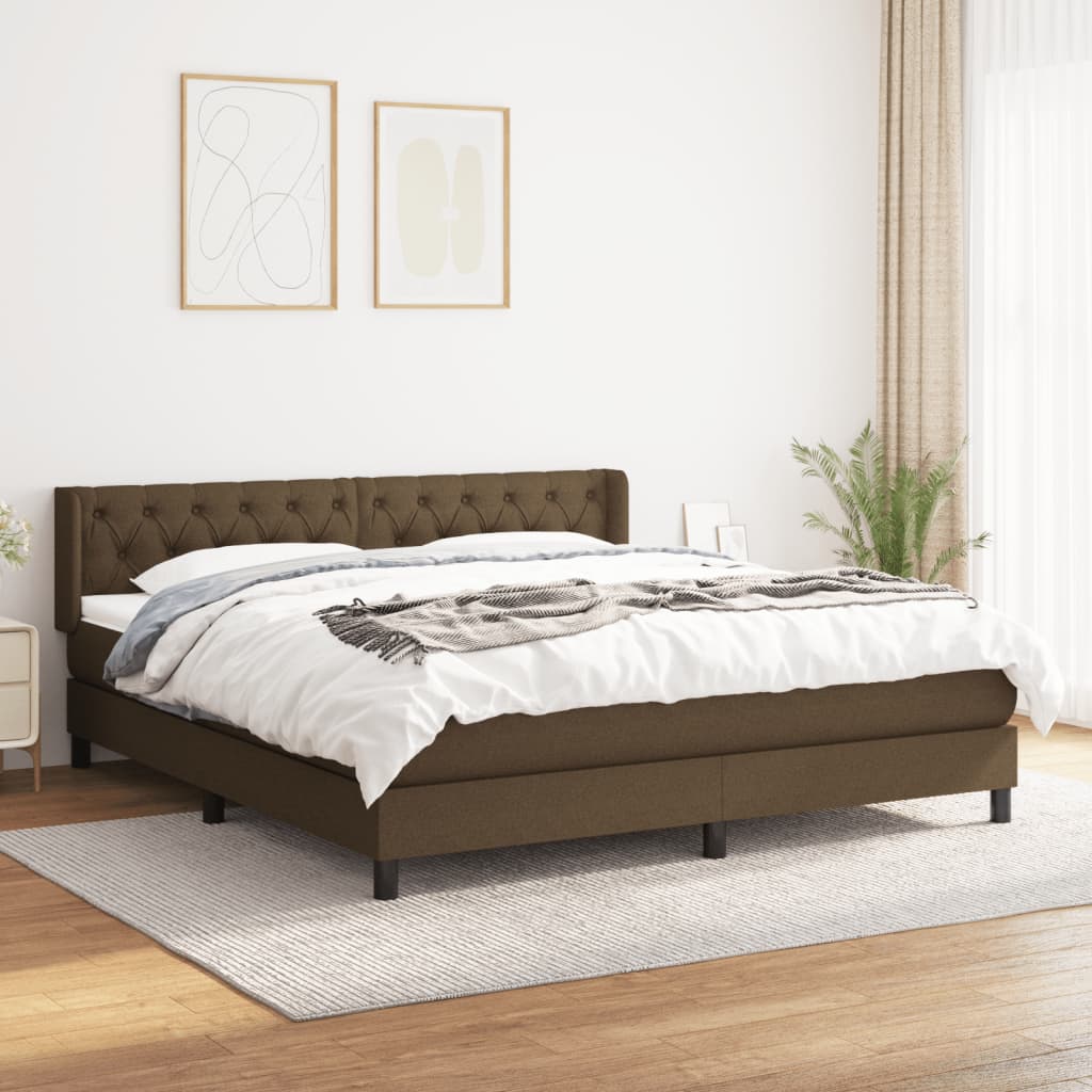 JUNG Vida Boxspringbett mit Matratze Dunkelbraun 160x200 cm Stoff