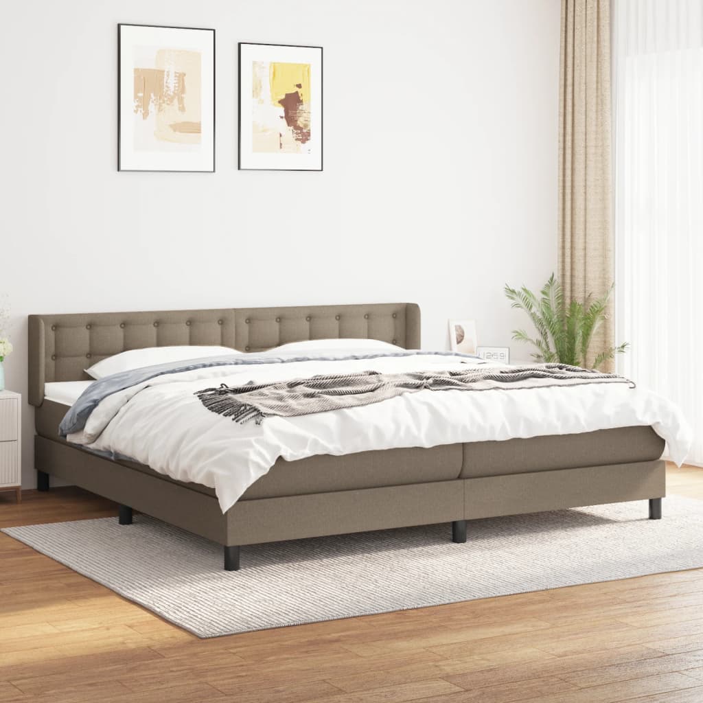 JUNG Vida Boxspringbett mit Matratze Taupe 200x200 cm Stoff