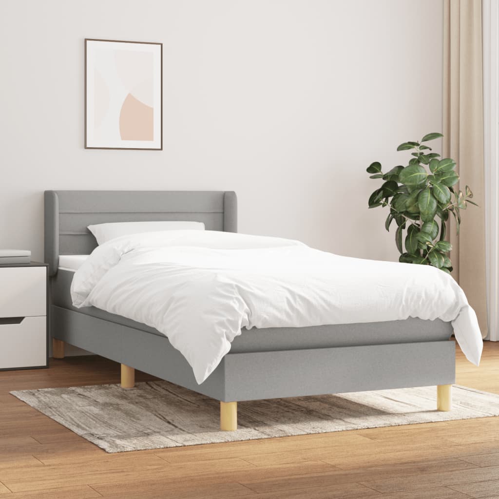 JUNG Vida Boxspringbett mit Matratze Hellgrau 100x200 cm Stoff