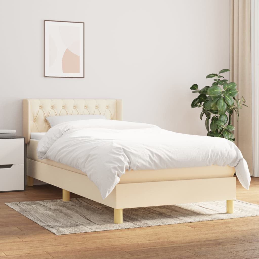 JUNG Vida Boxspringbett mit Matratze Creme 100x200 cm Stoff