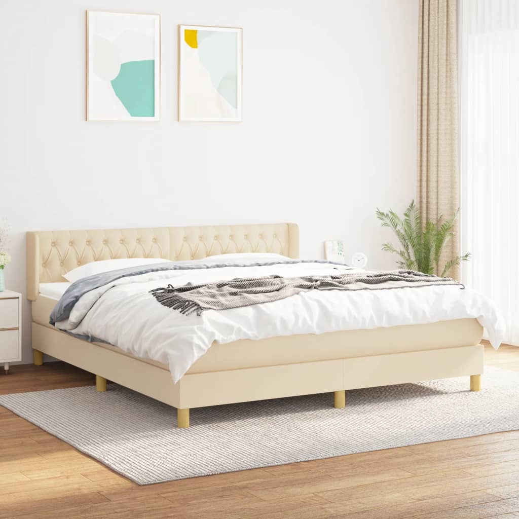 JUNG Vida Boxspringbett mit Matratze Creme 180x200 cm Stoff