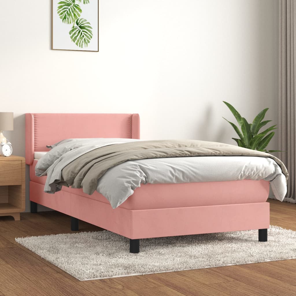 JUNG Vida Boxspringbett mit Matratze Rosa 100x200 cm Samt