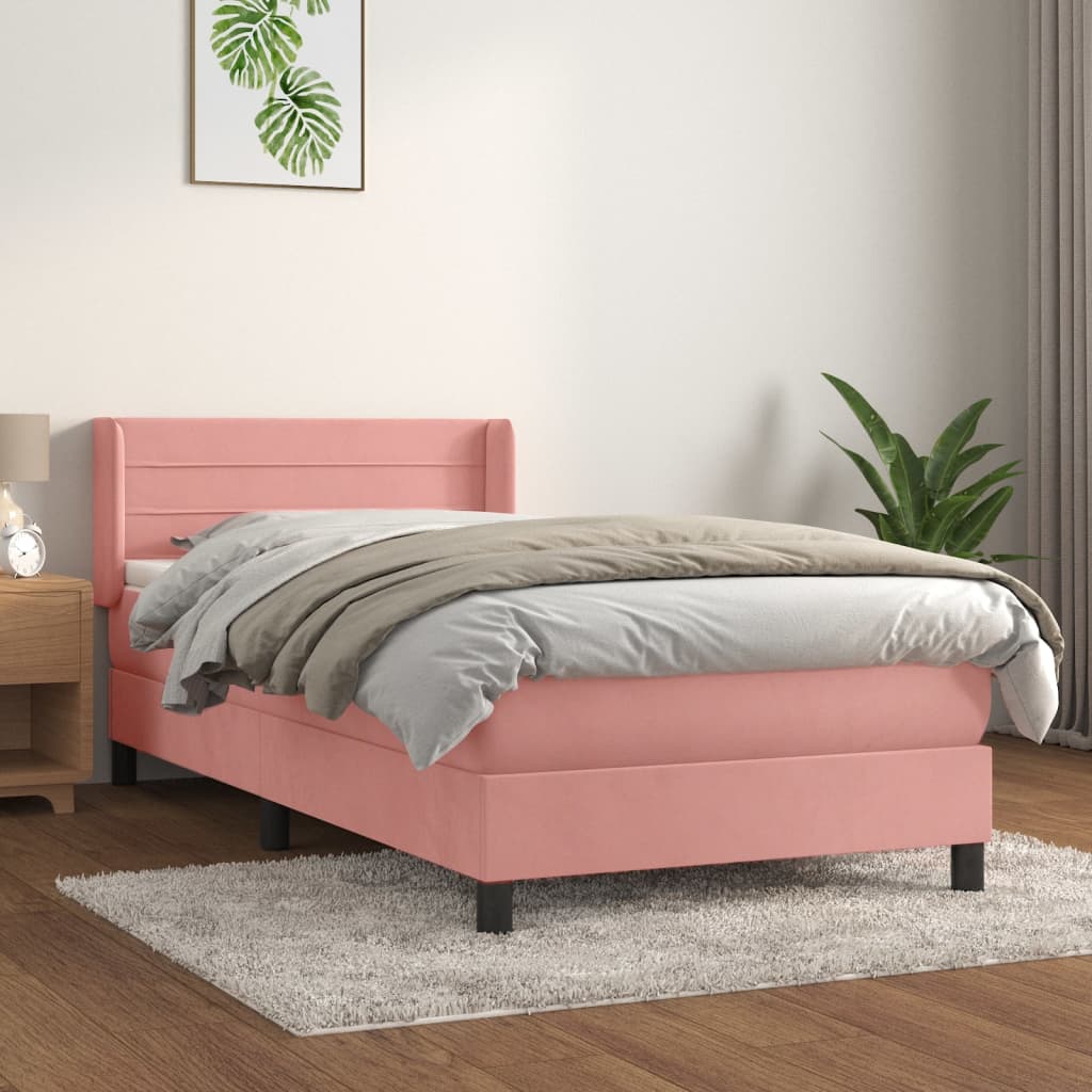 JUNG Vida Boxspringbett mit Matratze Rosa 100x200 cm Samt