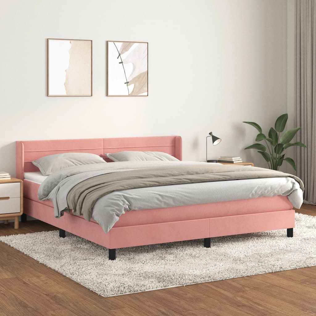 JUNG Vida Boxspringbett mit Matratze Rosa 160x200 cm Samt