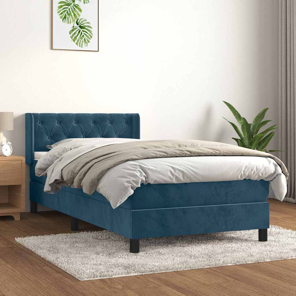JUNG Vida Boxspringbett mit Matratze Dunkelblau 80x200 cm Samt