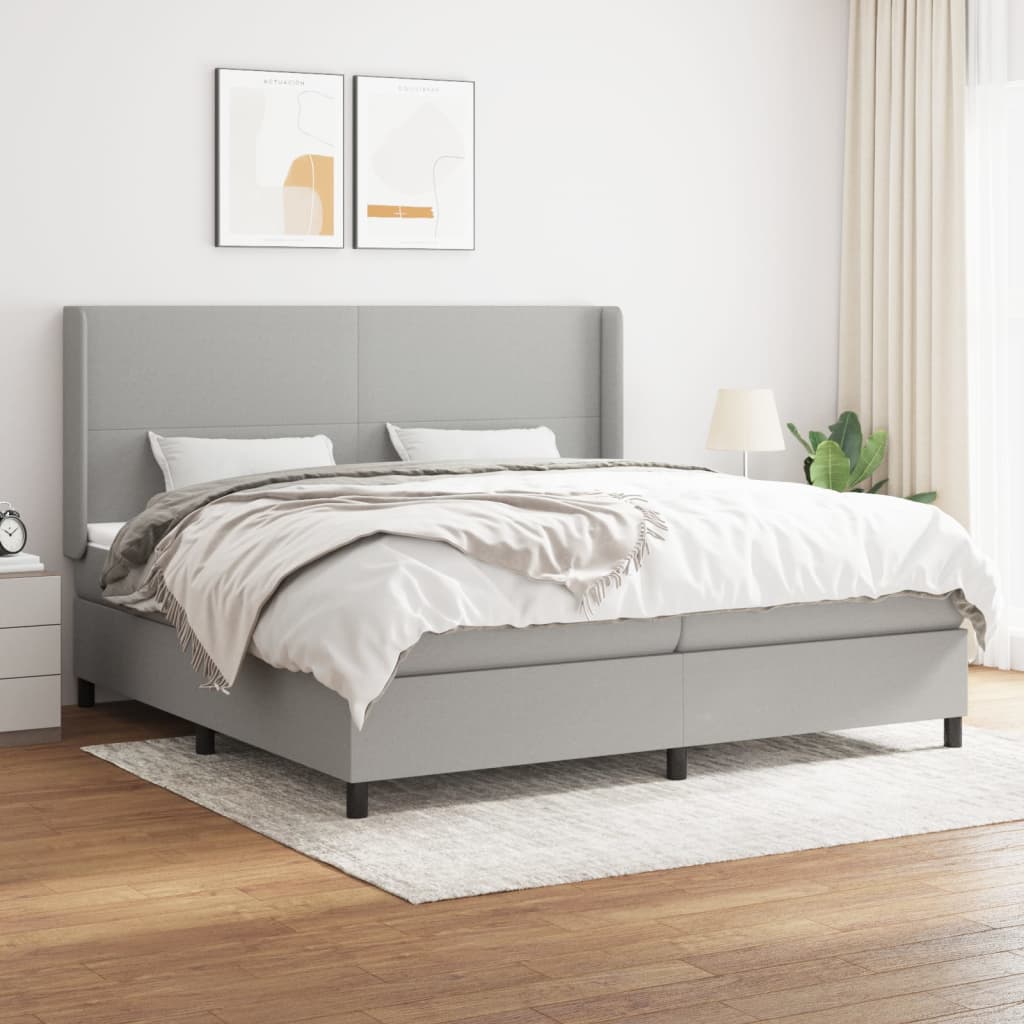 JUNG Vida Boxspringbett mit Matratze Hellgrau 200x200 cm Stoff