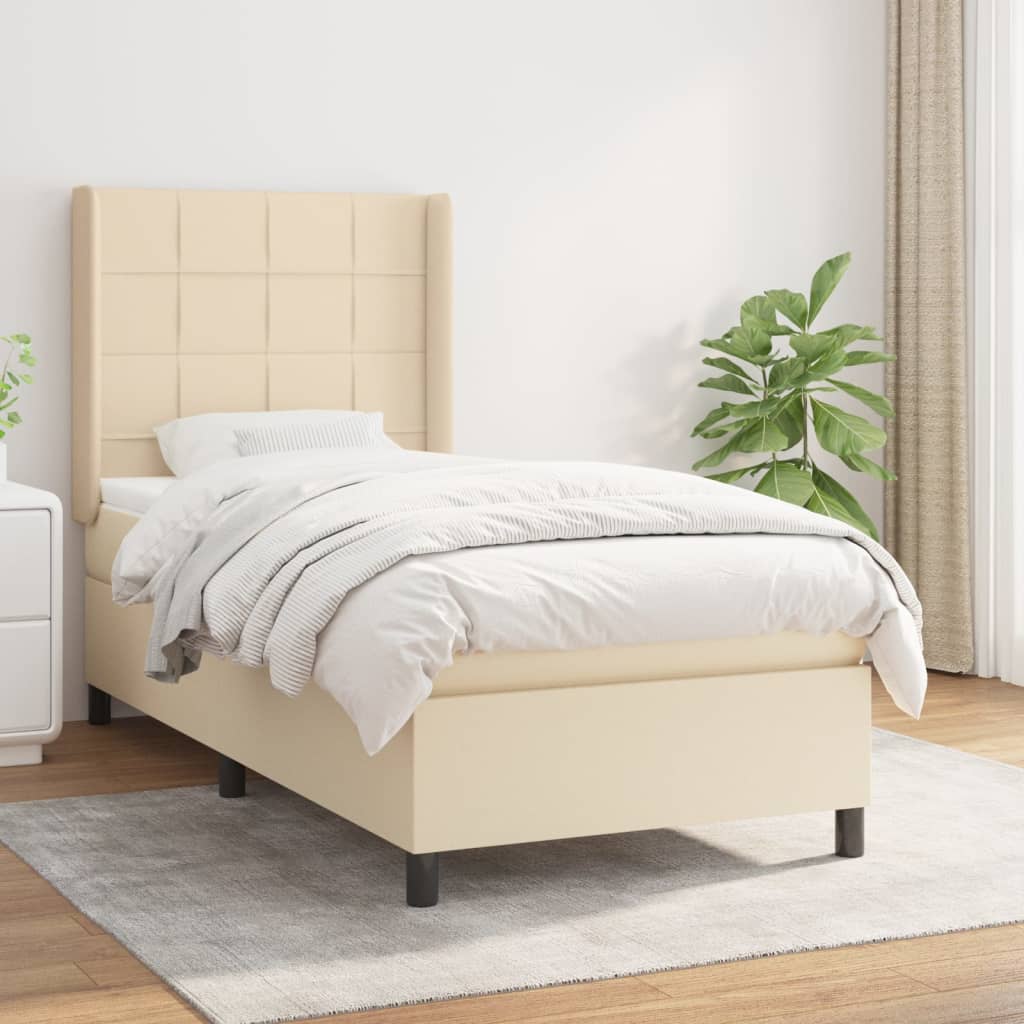 JUNG Vida Boxspringbett mit Matratze Creme 90x200 cm Stoff