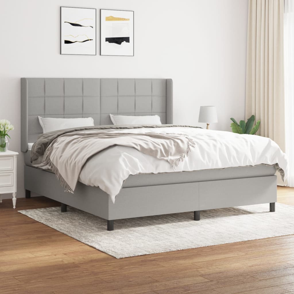 JUNG Vida Boxspringbett mit Matratze Hellgrau 160x200 cm Stoff