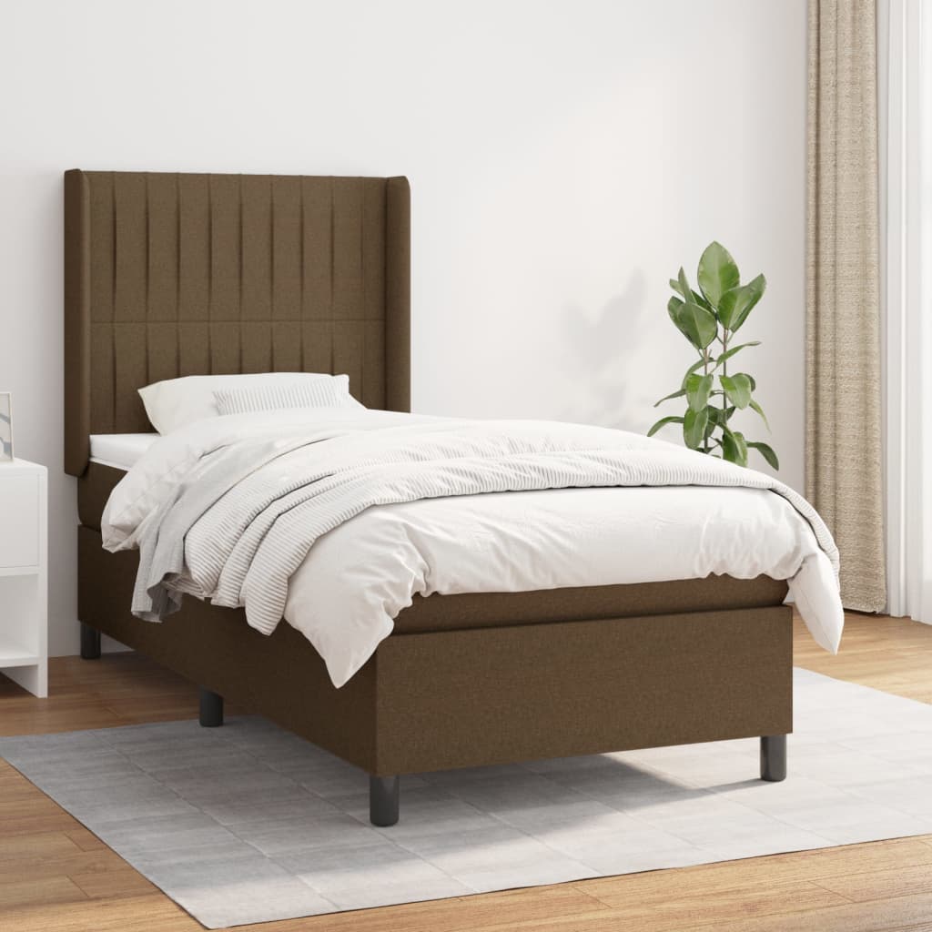 JUNG Vida Boxspringbett mit Matratze Dunkelbraun 90x200 cm Stoff