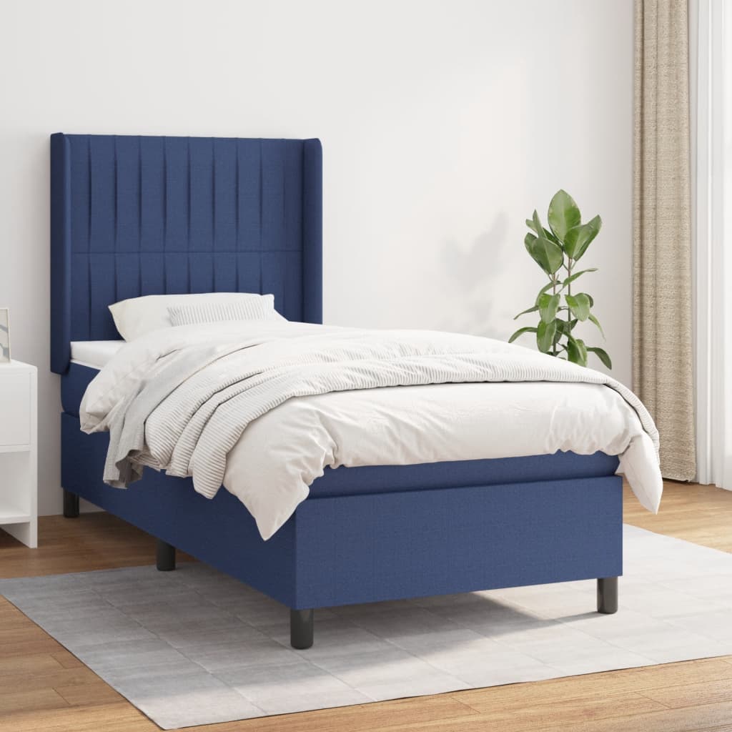 JUNG Vida Boxspringbett mit Matratze Blau 90x200 cm Stoff