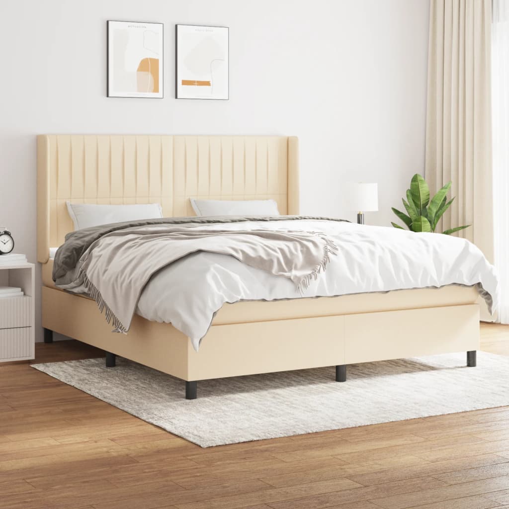 JUNG Vida Boxspringbett mit Matratze Creme 180x200 cm Stoff
