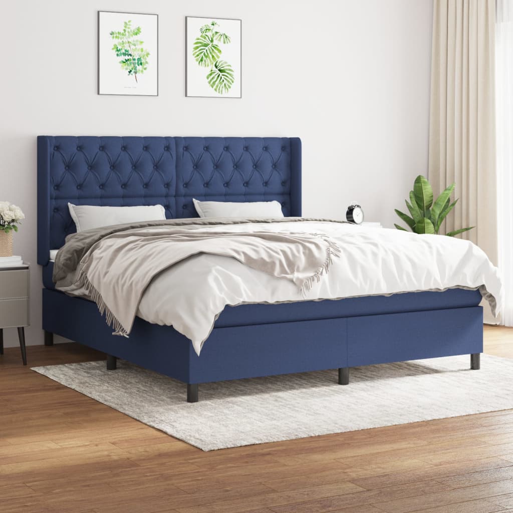 JUNG Vida Boxspringbett mit Matratze Blau 160x200 cm Stoff