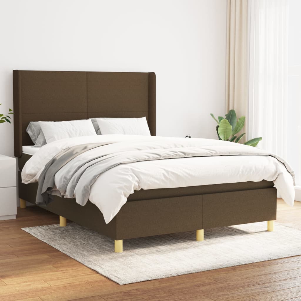 JUNG Vida Boxspringbett mit Matratze Dunkelbraun 140x200 cm Stoff