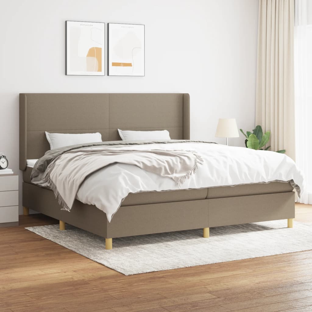 JUNG Vida Boxspringbett mit Matratze Taupe 200x200 cm Stoff