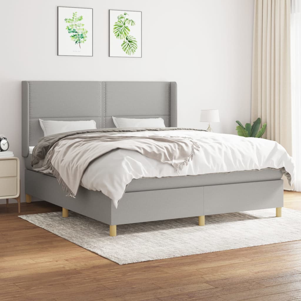 JUNG Vida Boxspringbett mit Matratze Hellgrau 180x200 cm Stoff