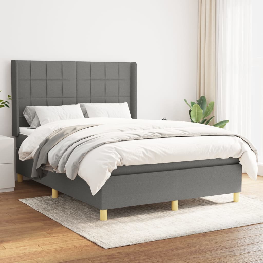 JUNG Vida Boxspringbett mit Matratze Dunkelgrau 140x200 cm Stoff