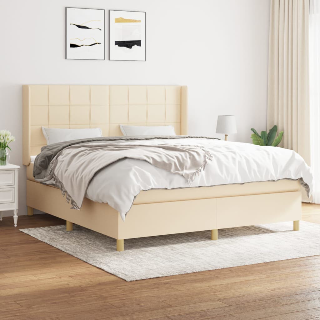 JUNG Vida Boxspringbett mit Matratze Creme 160x200 cm Stoff