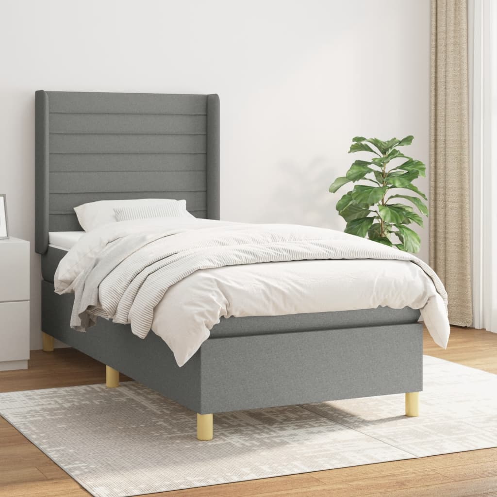 JUNG Vida Boxspringbett mit Matratze Dunkelgrau 90x190 cm Stoff