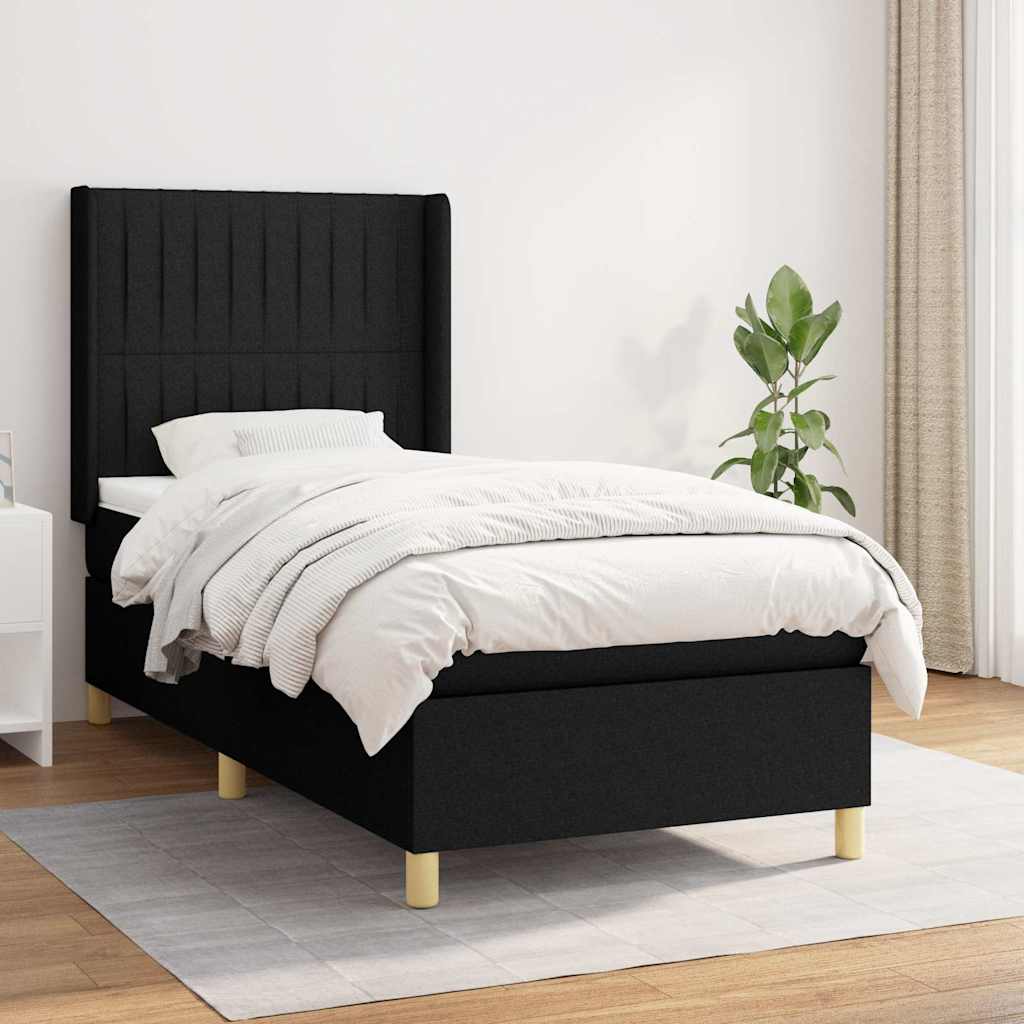 JUNG Vida Boxspringbett mit Matratze Schwarz 80x200 cm Stoff