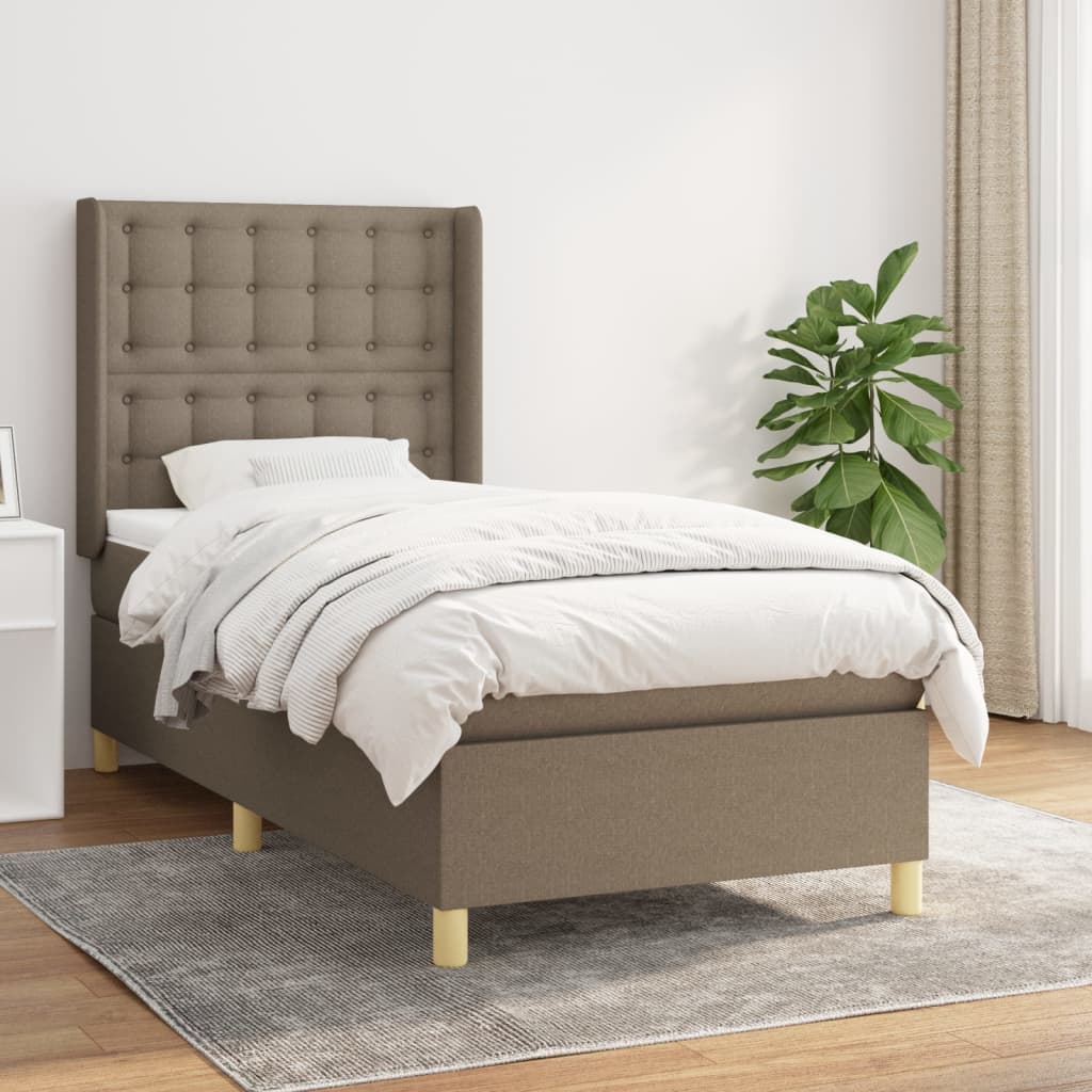 JUNG Vida Boxspringbett mit Matratze Taupe 90x200 cm Stoff